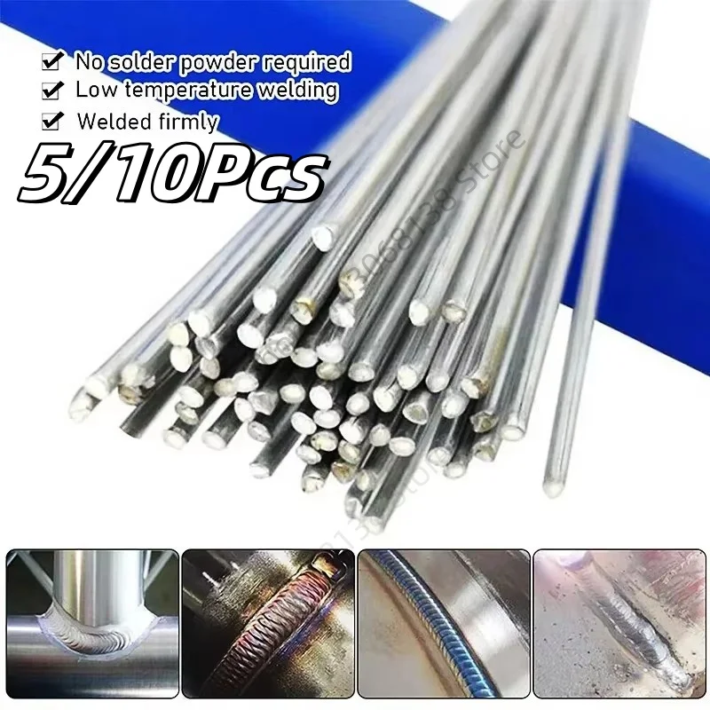 5/10 Stück Niedrigtemperatur-Aluminium-Schweißstäbe, leicht schmelzbare Schweißstäbe, Fülldraht 2 mm zum Löten von Aluminium, kein Lötpulver erforderlich Image