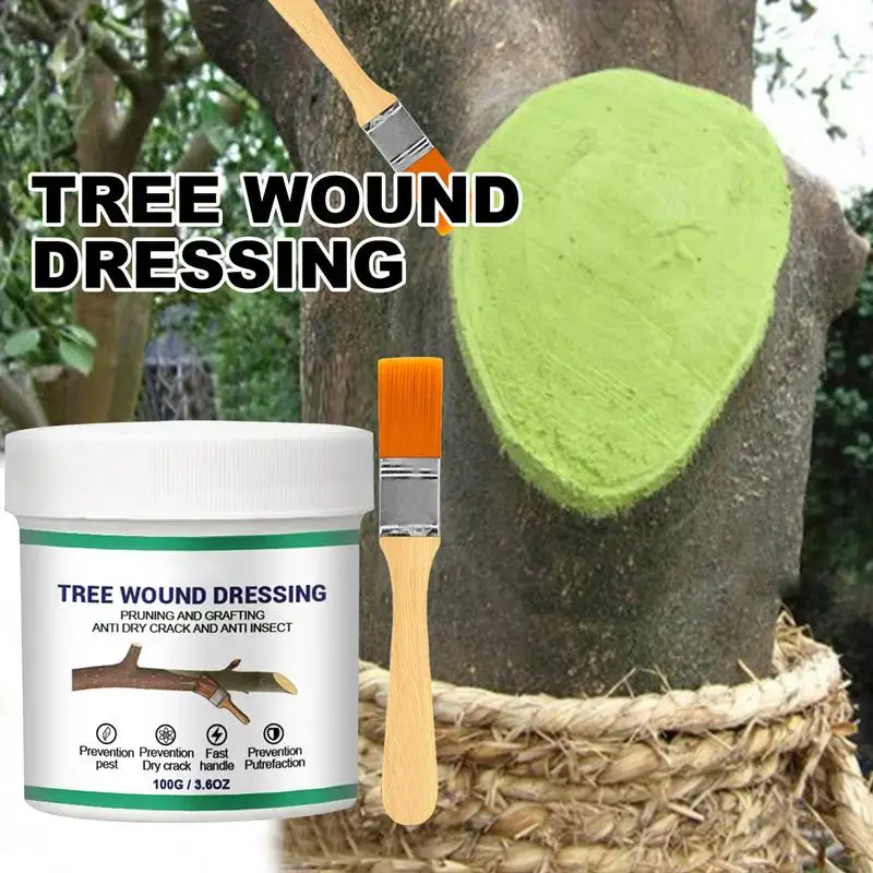Baumschnitt-Versiegelungsgerät, 100 g, Bonsai-Schnittpaste, Abstrichmittel, Pflanzenschnitt-Verbindungsmittel mit Pinsel, Baumwiederherstellung, Nachwachsen-Versiegelungsmittel Image