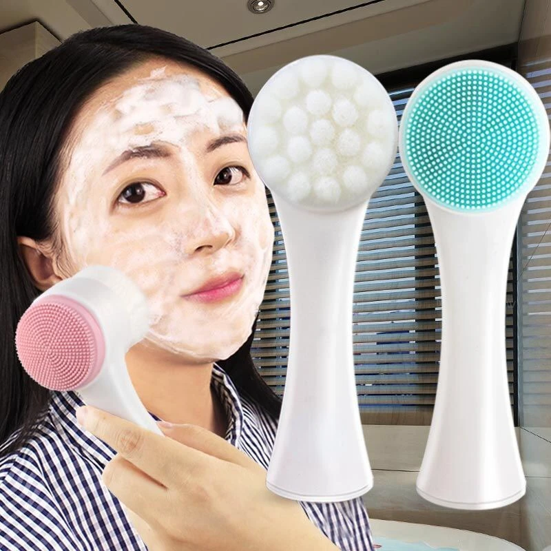 Silica Gel Gesichtsbürste Doppelseitiger Gesichtsreiniger Mitesser Entfernen Produkt Porenreiniger Peeling Gesichtsbürste Gesichtsbürste Image