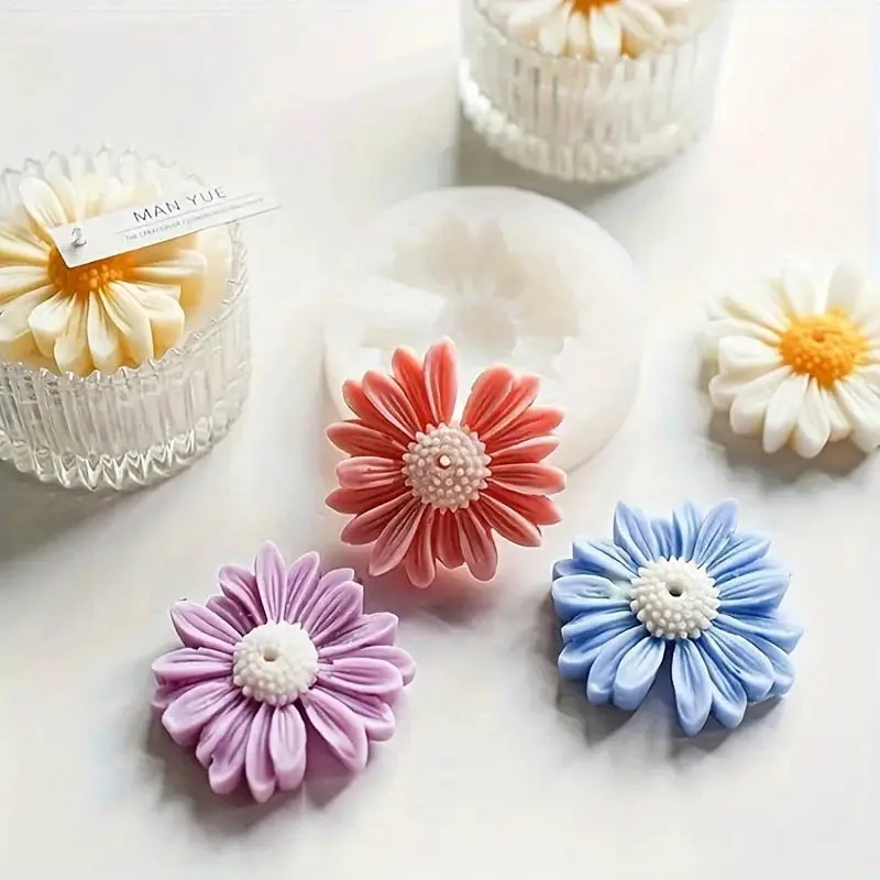 1 Stück 3D-Gänseblümchen-Blumen-Silikon-Kerzen- und Gipsform – DIY-Harz und Ton, handgemachte Seife, Basteln, Heimdekoration Image