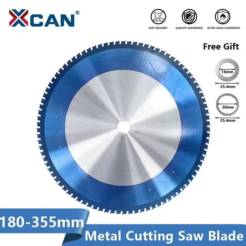 XCAN 1 Stück Metallschneidmessenscheibe 180–355 mm Hartmetall-Sägeblatt 36–90 Zähne für Aluminium, Eisen, Stahl, Nano-Blau beschichtet Image