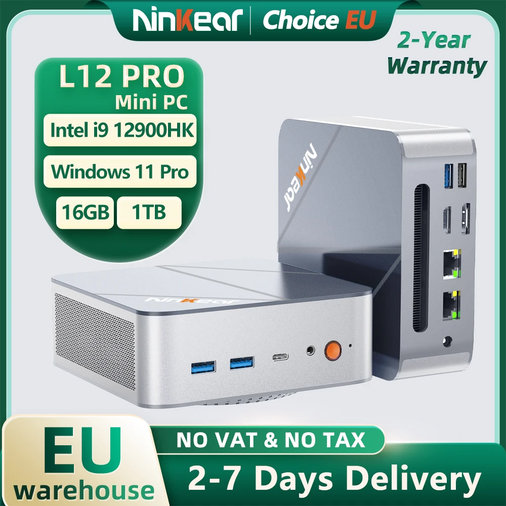 Ninkear L12 Pro Mini-PC Intel i9 12900HK Windows 11 16GB DDR4 1TB SSD WiFi 6 PC BT5.2 Tri-Display Desktop Büro- und Gaming-Computer