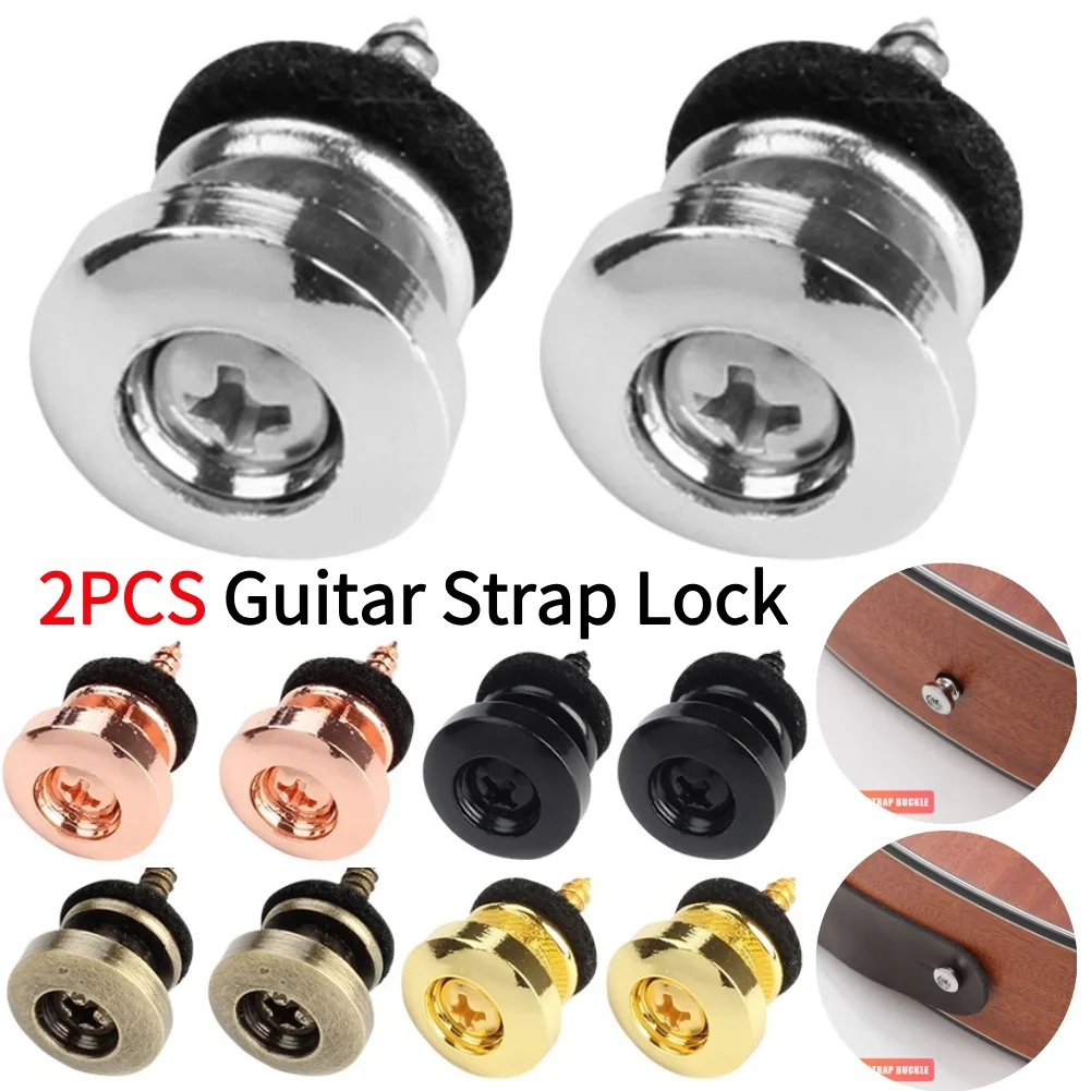 2Pcs Gitarre Schraube End Pin Pilz Kopf Gitarre Strap Lock Gitarre Fixateur Einstellbare Metall Musical Instruments Zubehör Image