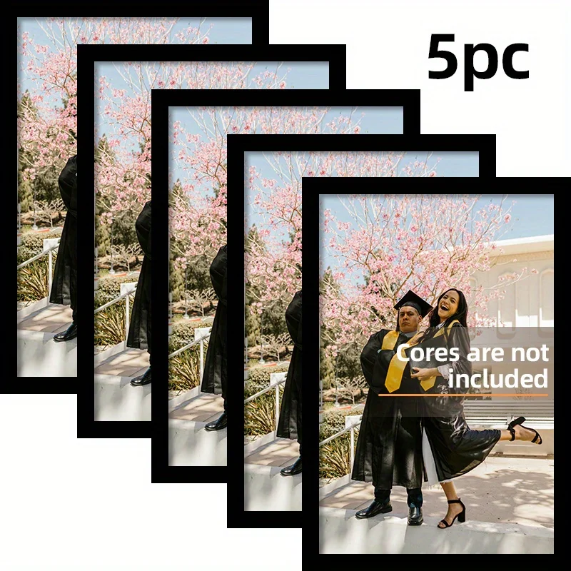 5-teiliges Set A4 schwarze Holz-Fotorahmen für die Wand, 21 x 30 cm, Dual-Purpose-Display, hängende Bilderrahmen, Gedenkgeschenk Image