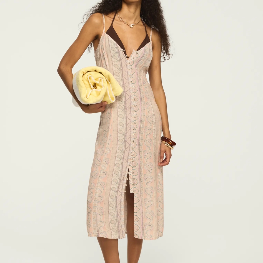 Lucky Brand Conversational Simone Slip in Pink Paisley, Size M
