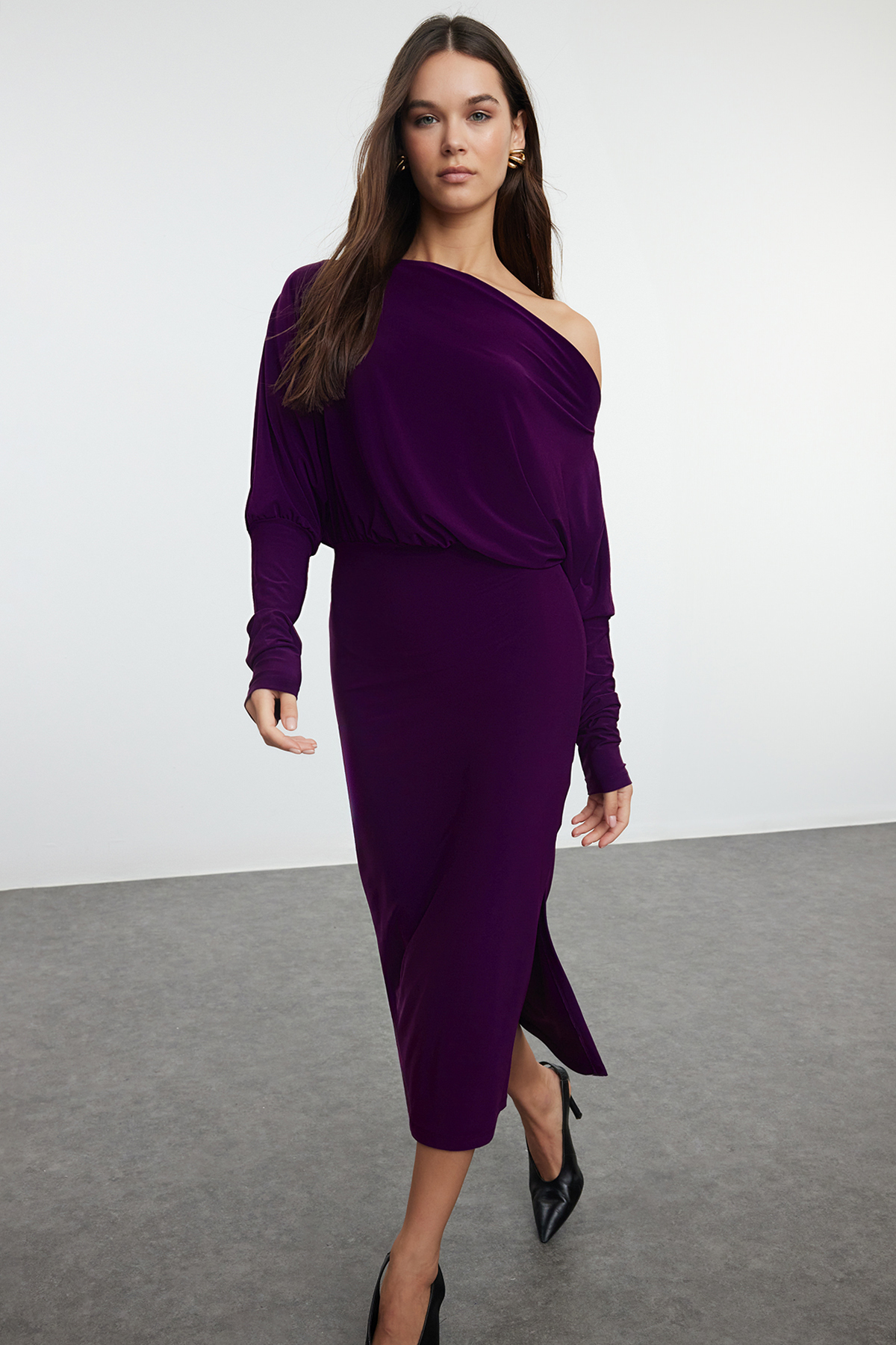 Damen Midi-Kleid, gerade geschnitten, lang, figurbetont, für Tag und Nacht