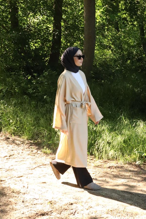Damen's Tasche Mit Gürtel Lang Kimono Nerz