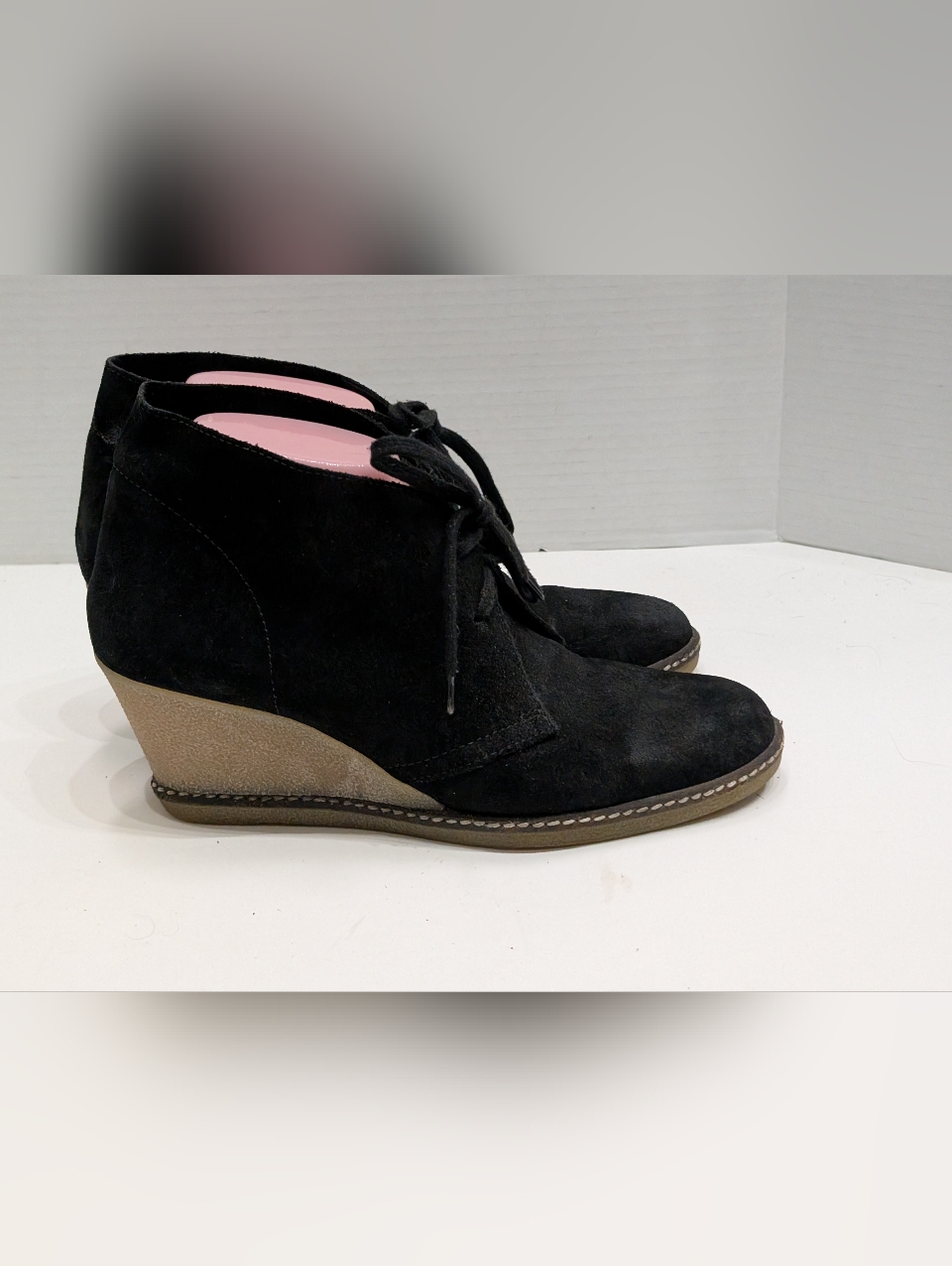 J. Crew Shoes | J. Crew Women's 9 Ankle Boots Black Suede Lace Up Wedge Booties Shoes Leather | Color: Black | Size: 9