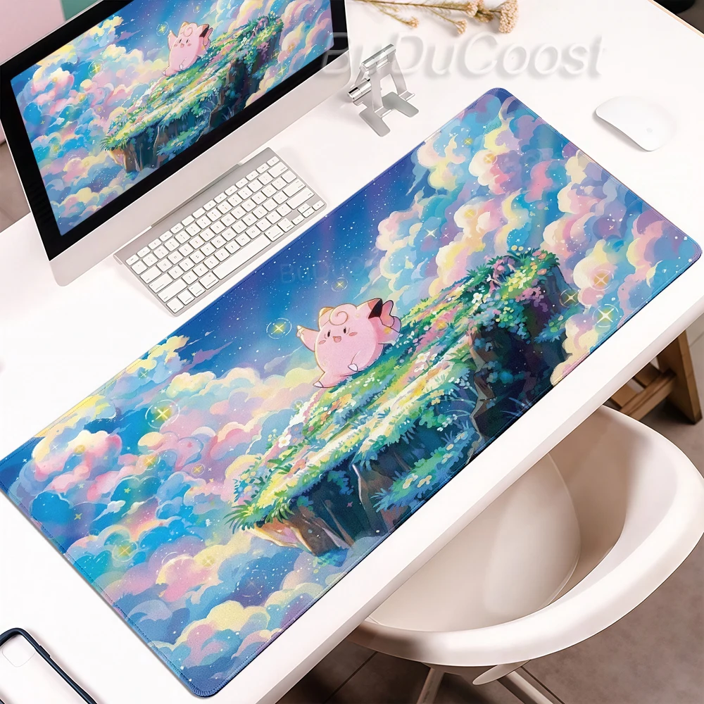 Mauspad Pokemon Mega Clefairy Rubber Large Gamer Schreibtischunterlage Computer-Tastaturunterlage XXL Gaming-Zubehör Teppich Büro-Mauspad Image