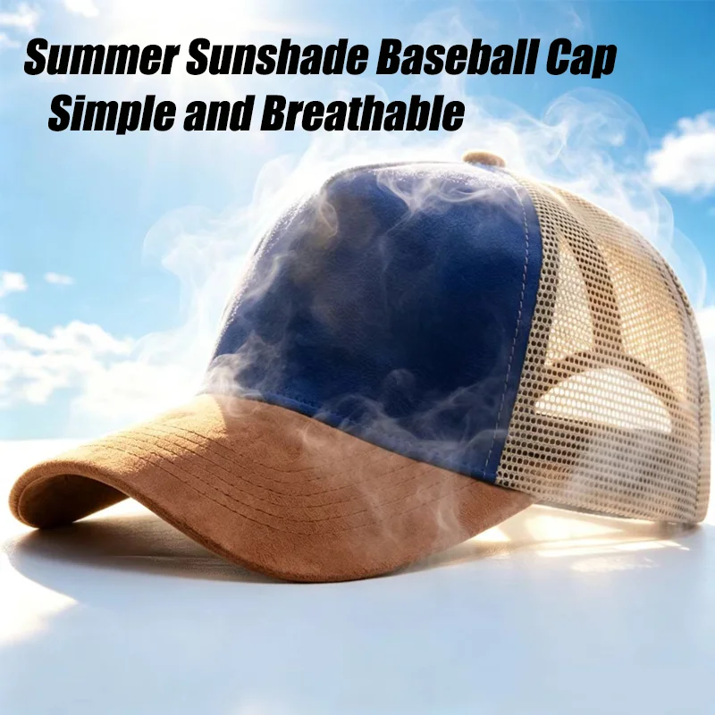 Neue Sommer Mesh Baseballkappe Damen Herren Einfarbige Wildleder-Kappe Patch Snapback Hut Lässige Atmungsaktive Unisex Street Hip Hop Trucker Caps Image