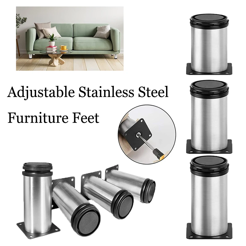 50–350 mm verstellbare Möbelbeine aus Edelstahl, 1 Stück Schrank-/Tisch-/Sofafüße, Metall-Ersatzbeine für Möbel Image