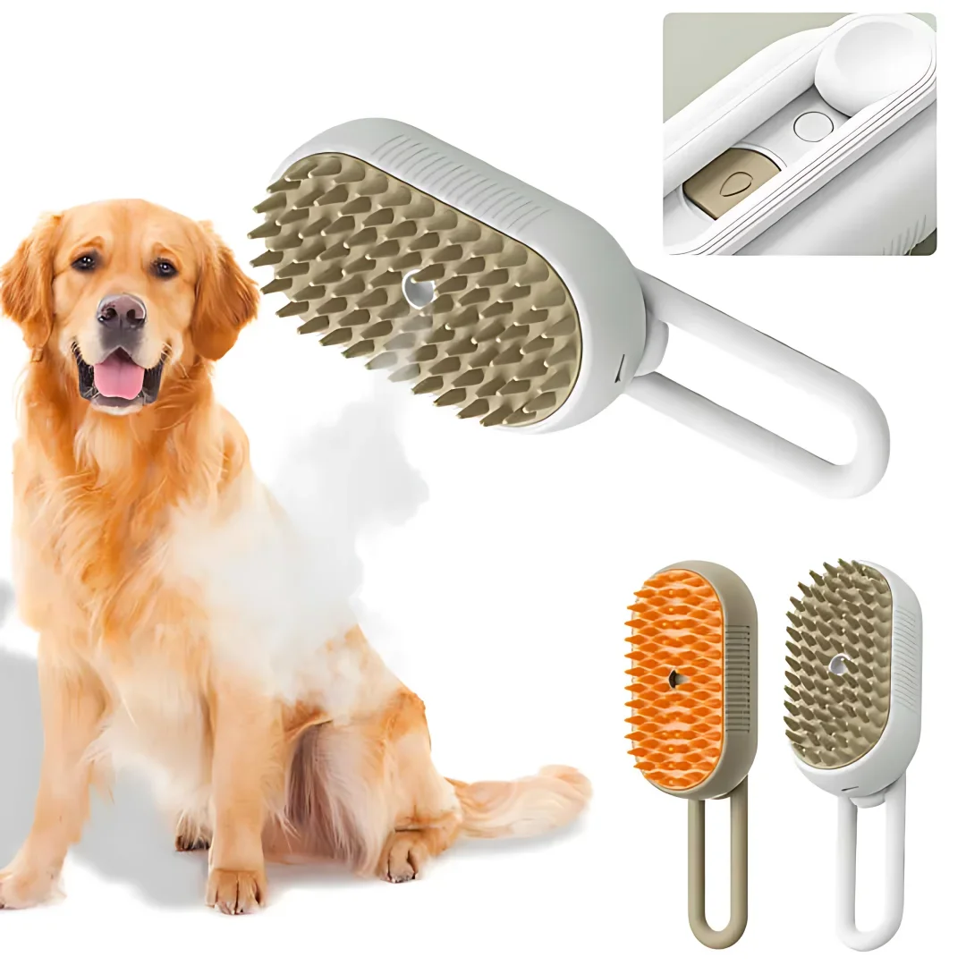 Dampfige Hundebürste, elektrische Spray-Katzenhaarbürste, 3-in-1-Dampfbürste für Hunde, zum Entfernen von verheddern und lockeren Haaren Image