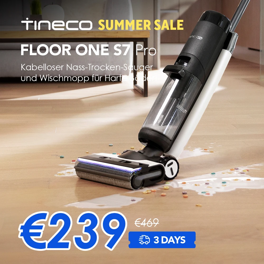 Tineco Floor ONE S7 PRO Kabelloser Nass-Trocken-Saugwischer mit LED-Display, entfernt klebrige Verschmutzungen und Tierhaare, Zentrifugaltechnologie Image