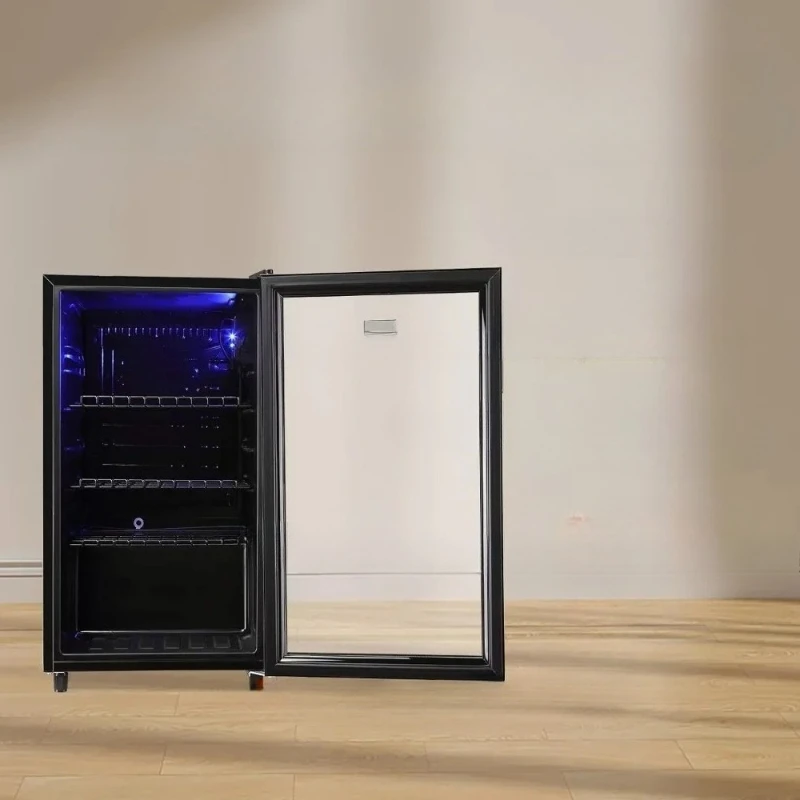 L L # Mini réfrigérateur porte en verre 120 canettes réfrigérateur à boissons petit refroidisseur de vin réfrigérateur à boissons avant clair avec 7 Thermostat lumière LED