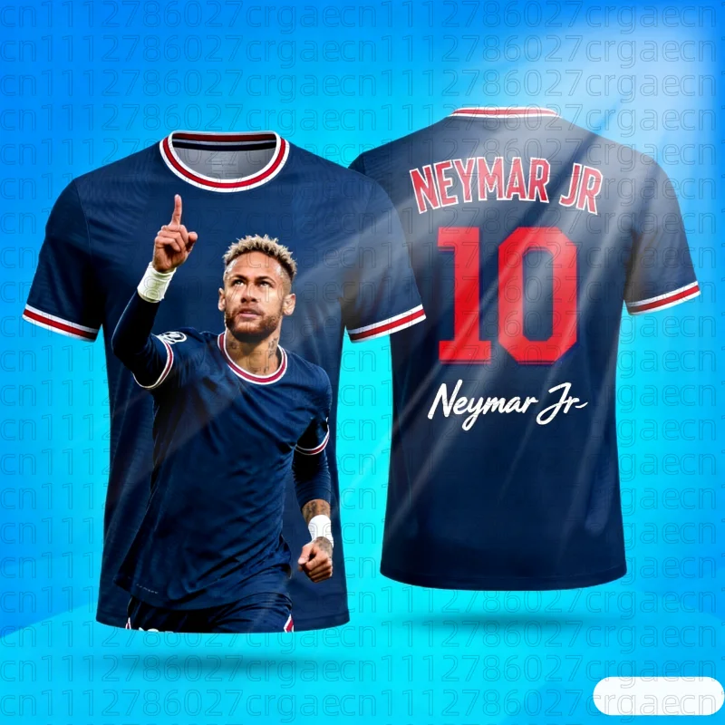 Maillot de football PSG domicile Neymar JR édition 10, séchage rapide, respirant, été, manches courtes, haut de sport signé, pour toute la famille et les enfants, style Y2K