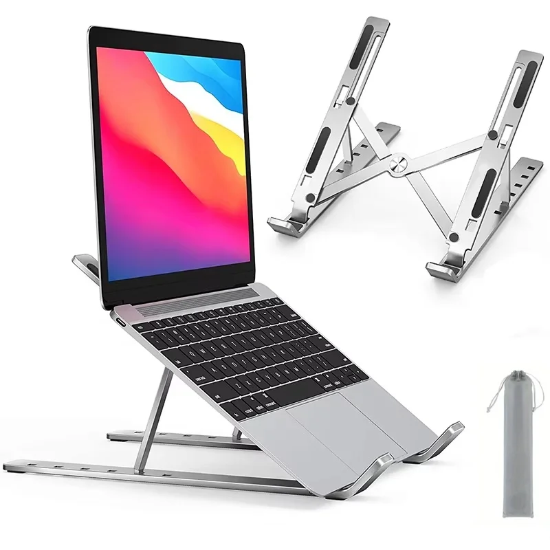 Tragbarer Laptop-Halter aus Aluminiumlegierung, verstellbar, faltbar, rutschfest, Notebook-Ständer, Hebe- und Kühlhalterung für Macbook Image