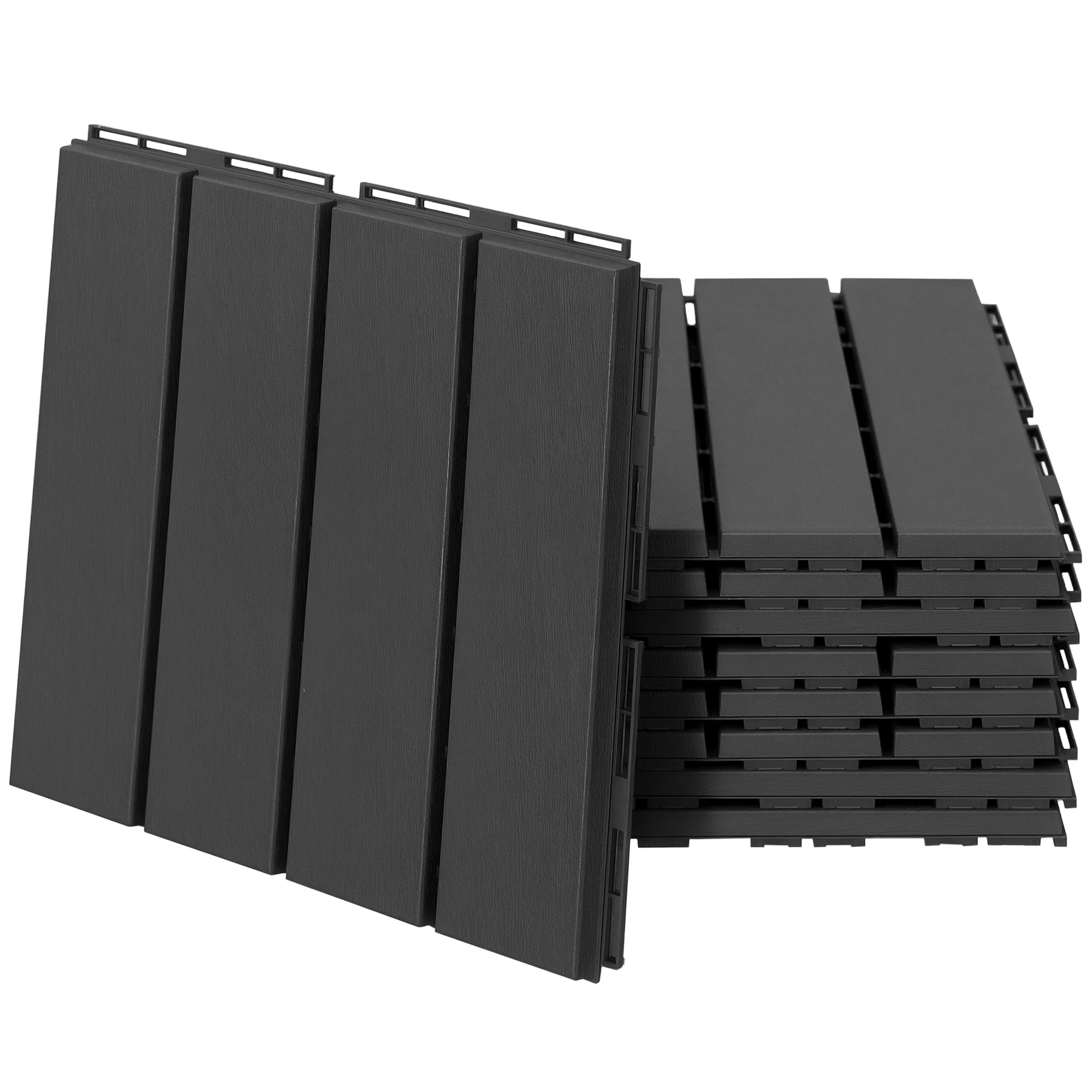 Terrassenfliesen 30 x 30 cm 9 Stück 0,81 ㎡ Klickfliesen Balkonfliesen mit Klicksystem Drainagefunktion Bodenbelag Fliese für Terrasse Balkon Schwarz