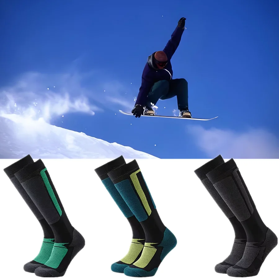 1/3PairsSkiingSocks Winter Sport Ski Socken Thermische Schutz Nicht Slip Grip Verstärkung Atmungsaktive Kissen Sportlich Männer Frauen Image