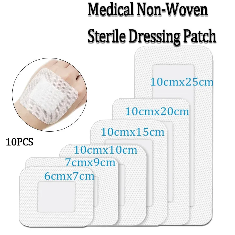 10 Stück medizinische sterile Wundauflagen aus Vliesstoff, sterile Wundpflaster, atmungsaktive Bandage Image