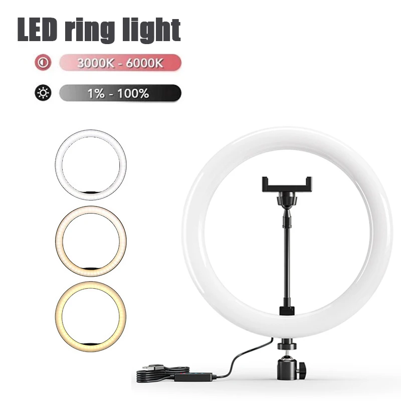 10 zoll LED Selfie Ring Licht Mit Telefon Ständer Dimmbare 16-33 cm Led Füllen Lampe Fotografie Ringlicht für Vlog Video Live Füllen Lampe Image