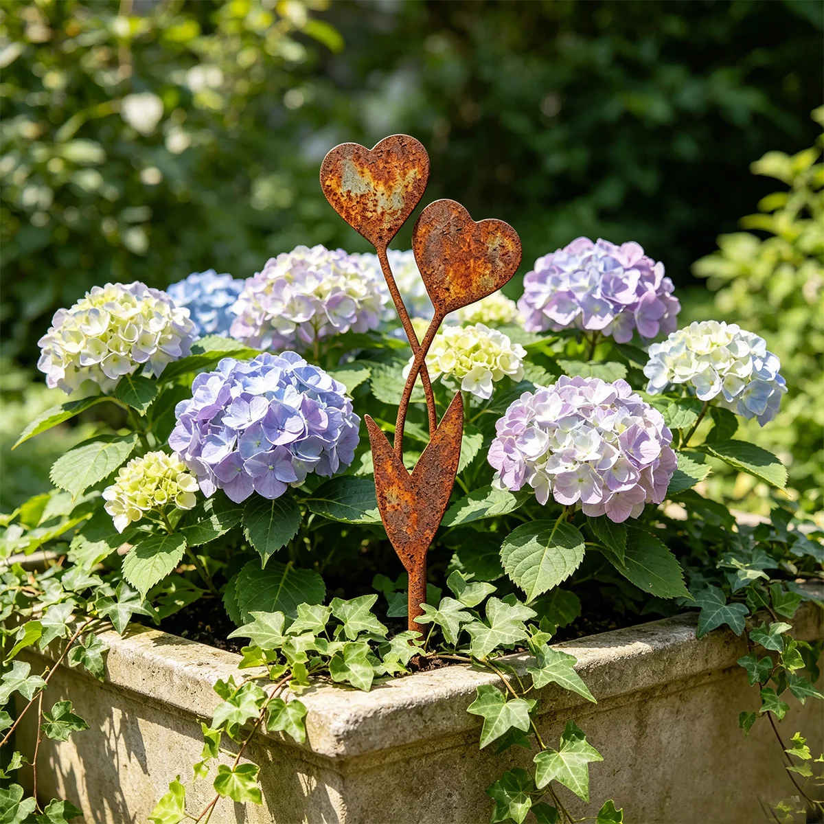 1 piquet de décoration de jardin en fer, petit piquet de jardin en forme de cœur, décoration de jardin, style vintage, adapté aux pelouses extérieures, aux jardins de cour, aux pots de fleurs, aux