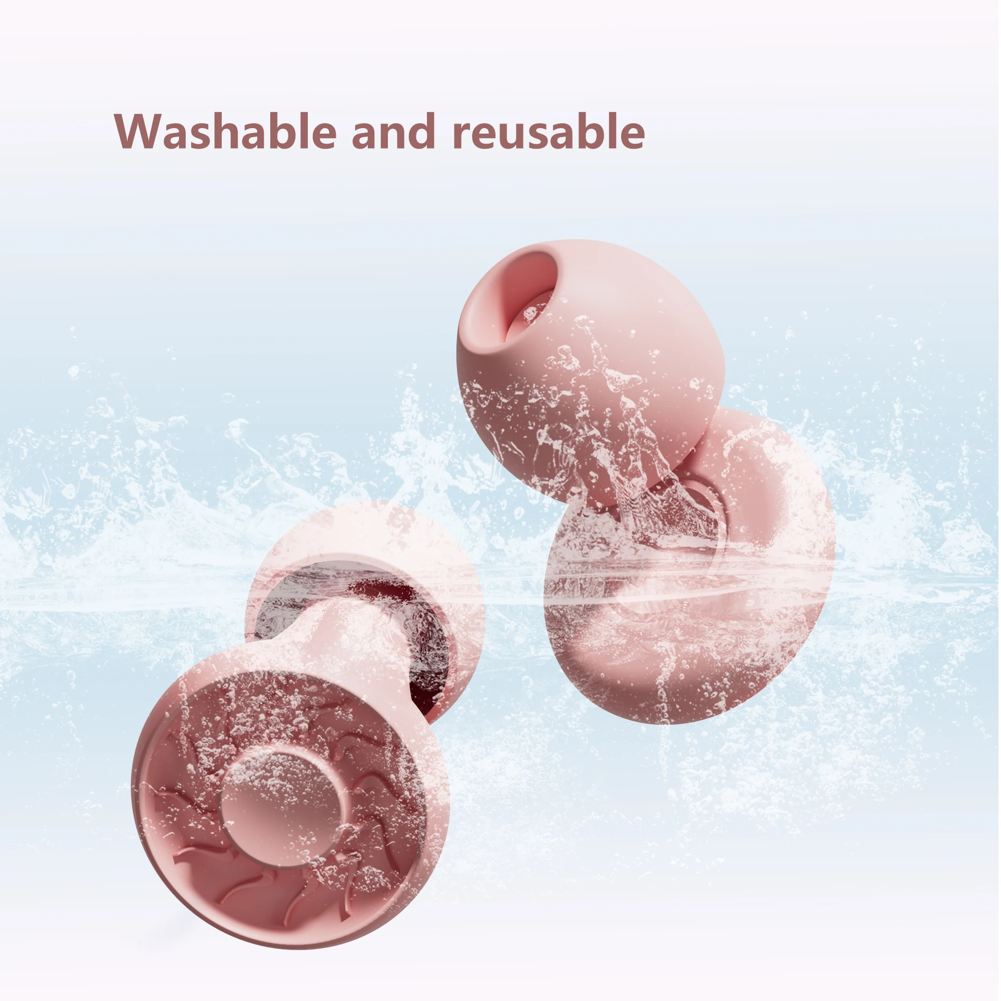 1 Paar weiche Silikon-Ohrstöpsel – geräuschdämpfend, wasserdicht, bequeme Passform, zum Schlafen, Schwimmen, für eine ruhige Umgebung Image