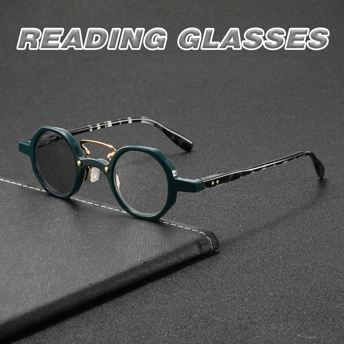 Runde, farbwechselnde Lesebrille für Damen, Retro-Anti-Blaulicht-Brille, Vintage-Brille, ändert die Farbe unter der Sonne ﻿ Image