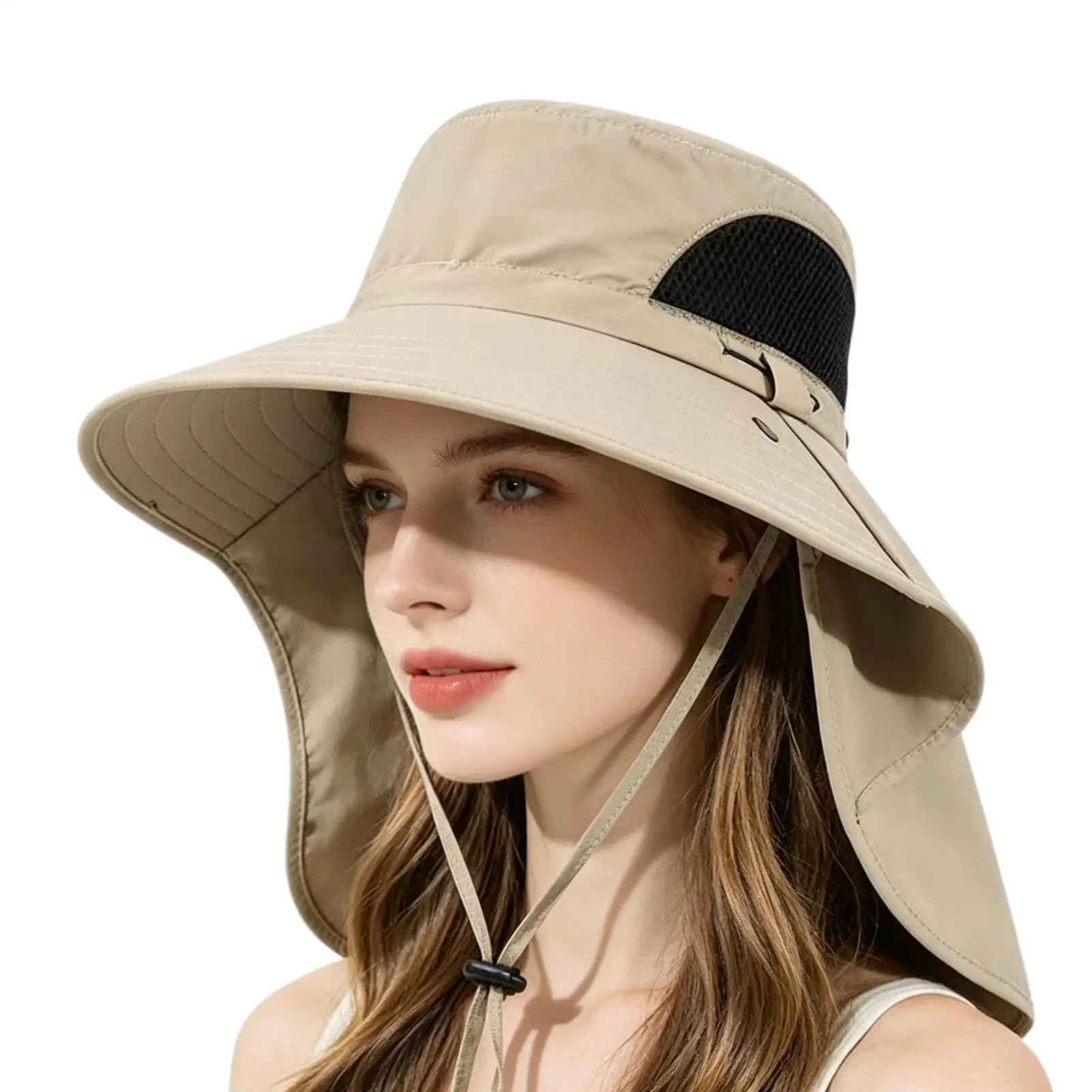 Wasserdichter, atmungsaktiver Angel-Sonnenhut mit breiter Krempe und Nackenschutz, Outdoor-Kappe zum Wandern, Camping, Gartenarbeit, Radfahren, Bergsteigen, Strand Image