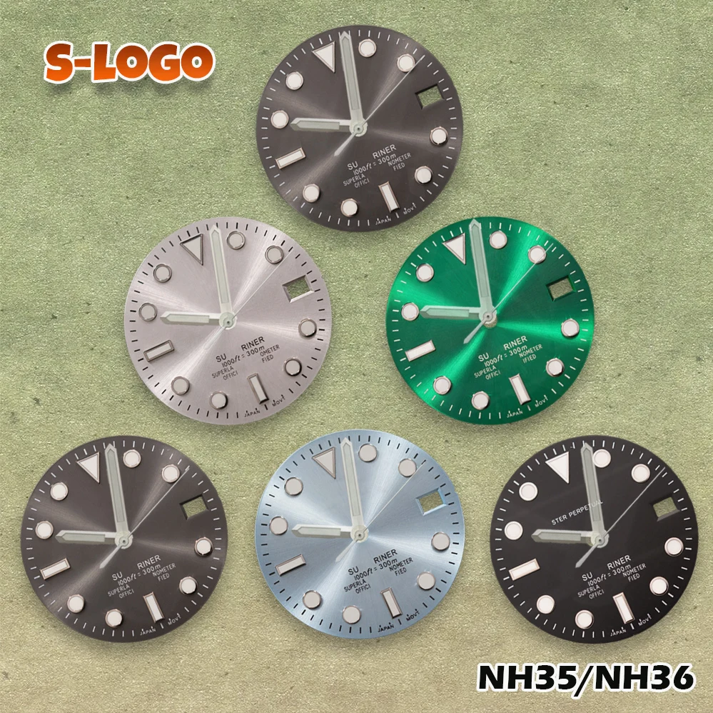 NG S Logo 28,5 mm SUB Gradient Dial NH35/NH36/4R/7S Uhrwerke Grün leuchtende Uhren für Herren Uhrenmodifikationszubehör Image