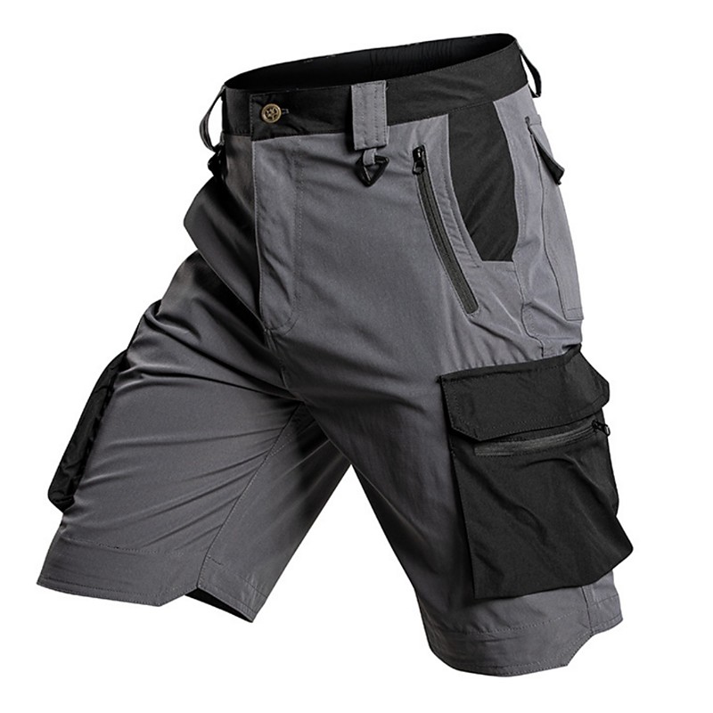 Men's Tactical Cargo Cargo Shorts Shorts Casual Shorts Hiking Shorts Multi Pocket Flap Pocket Contrast Color Waterproof Wearable Knee Length Casual Outdoor Streetwear Fashion Streetwear Blue Khaki