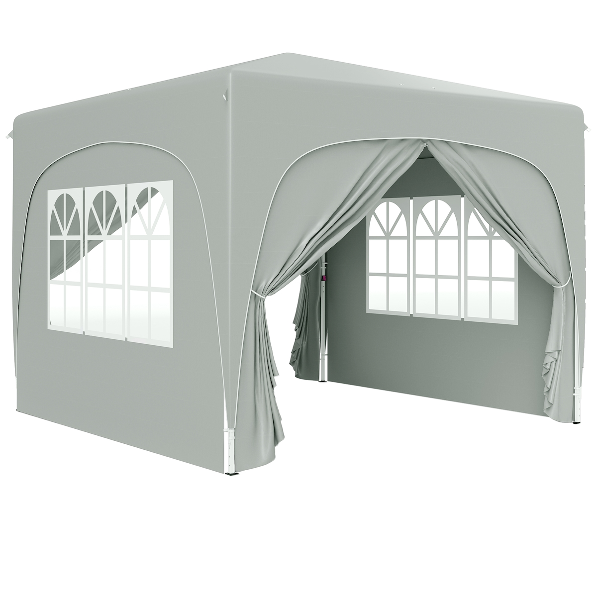 STILVORA Faltpavillon Polyester Hellgrau 300x300x273 cm, höhenverstellbar mit Seitenteilen Image