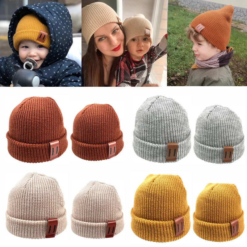Stricken Mutter Kinder Hut Baby Beanie für Jungen Winter Baby Mädchen Hüte Kinder Kappe Infant Motorhaube Kleinkind Zubehör 1PC Image