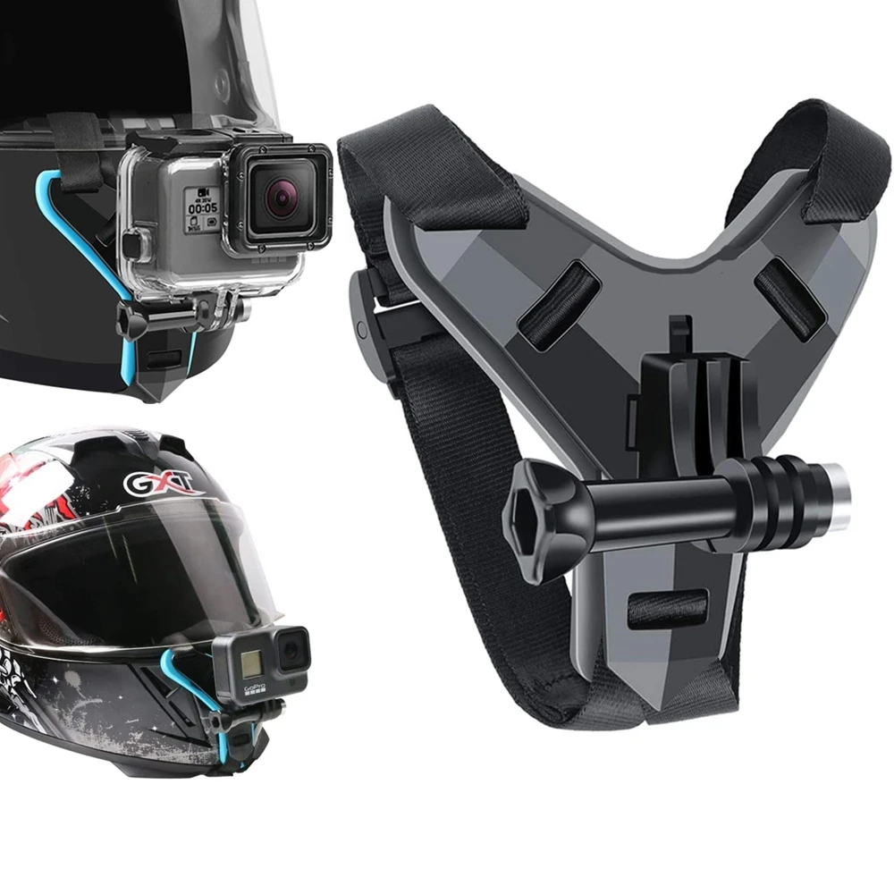 Helm Strap Halterung Für Gopro Hero 11 10 9 8 7 6 5 4 3 Motorrad Yi Action Sport Kamera Halterung volle Gesicht Halter Zubehör Image