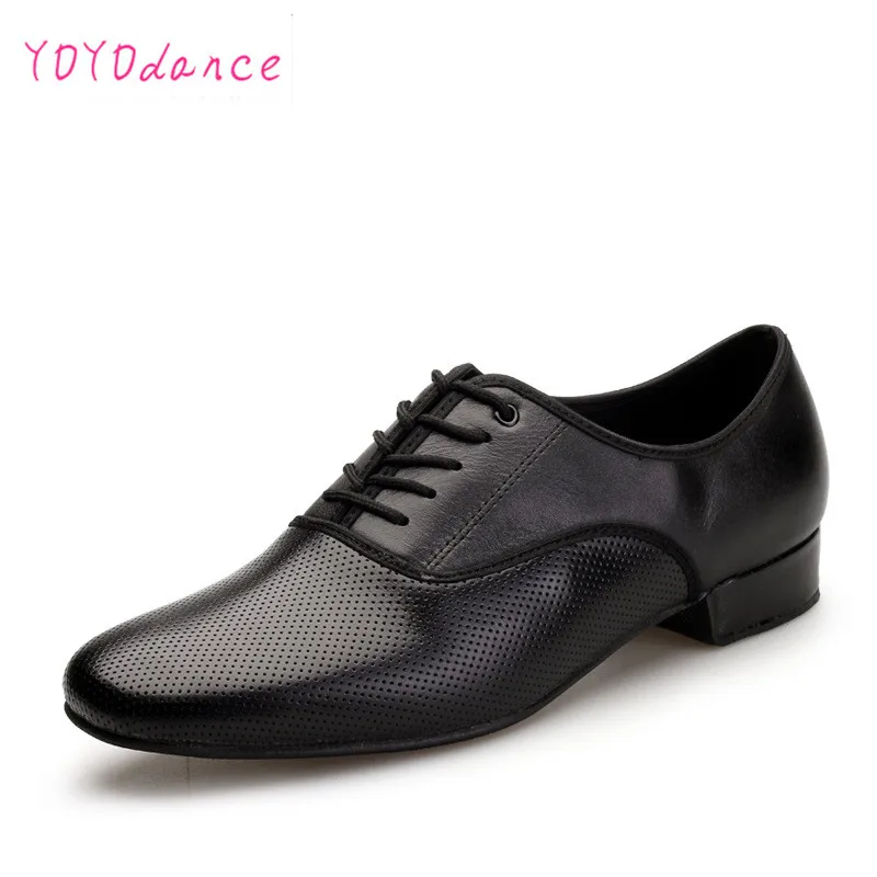 Leder-Sneaker, schwarze Latein-Schuhe, flacher Absatz, Tanzschuh für Herren, Steckergröße, Ballsaal-Herrenschuhe