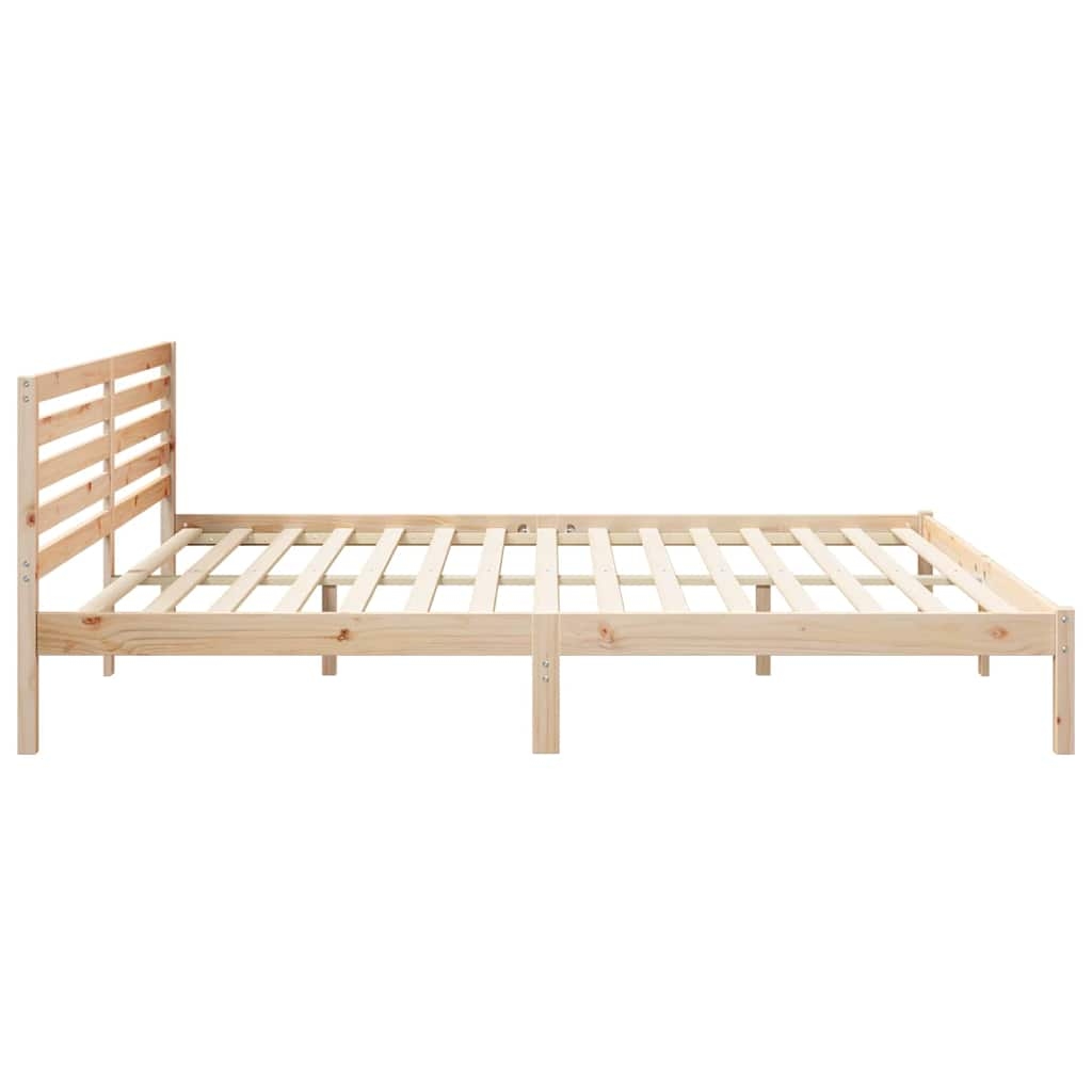 vidaXL Bettrahmen mit Kopfteil Braun 180 x 220 cm Massives Kiefernholz Image