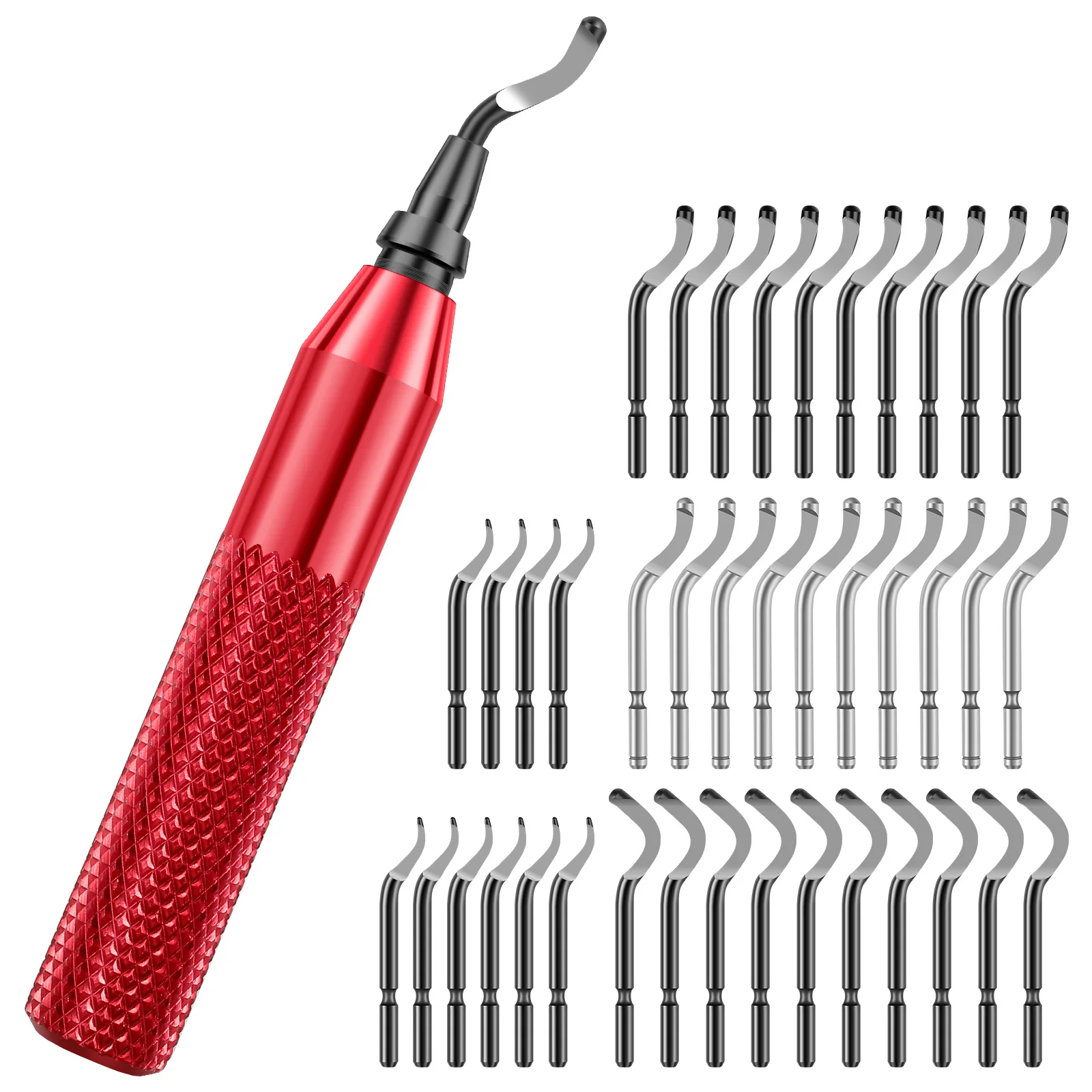 Kit d'outils d'ébavurage avec 40 lames HSS supplémentaires, outil d'élimination des bavures tranchantes, outil manuel d'ébavurage des bords métalliques, outil d'ébavurage des bords imprimés en 3D
