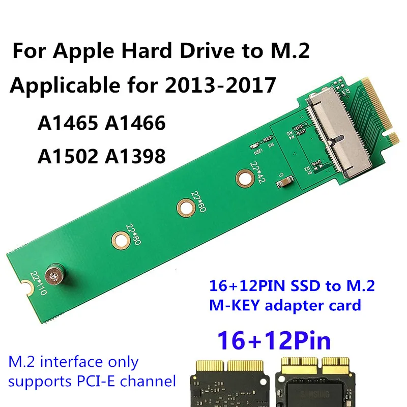 Adaptateur de disque dur SSD M2 vers M.2 NGFF PCIE pour Apple MacBook Air Mac Pro 2013 2014 2015 A1465 A1466, utilisation PC uniquement