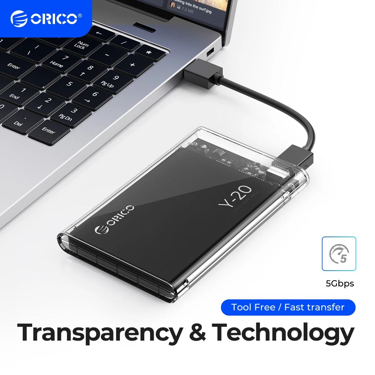 ORICO boîtier de disque dur Transparent SATA vers USB 3.0 boîtier de disque dur externe 2.5 