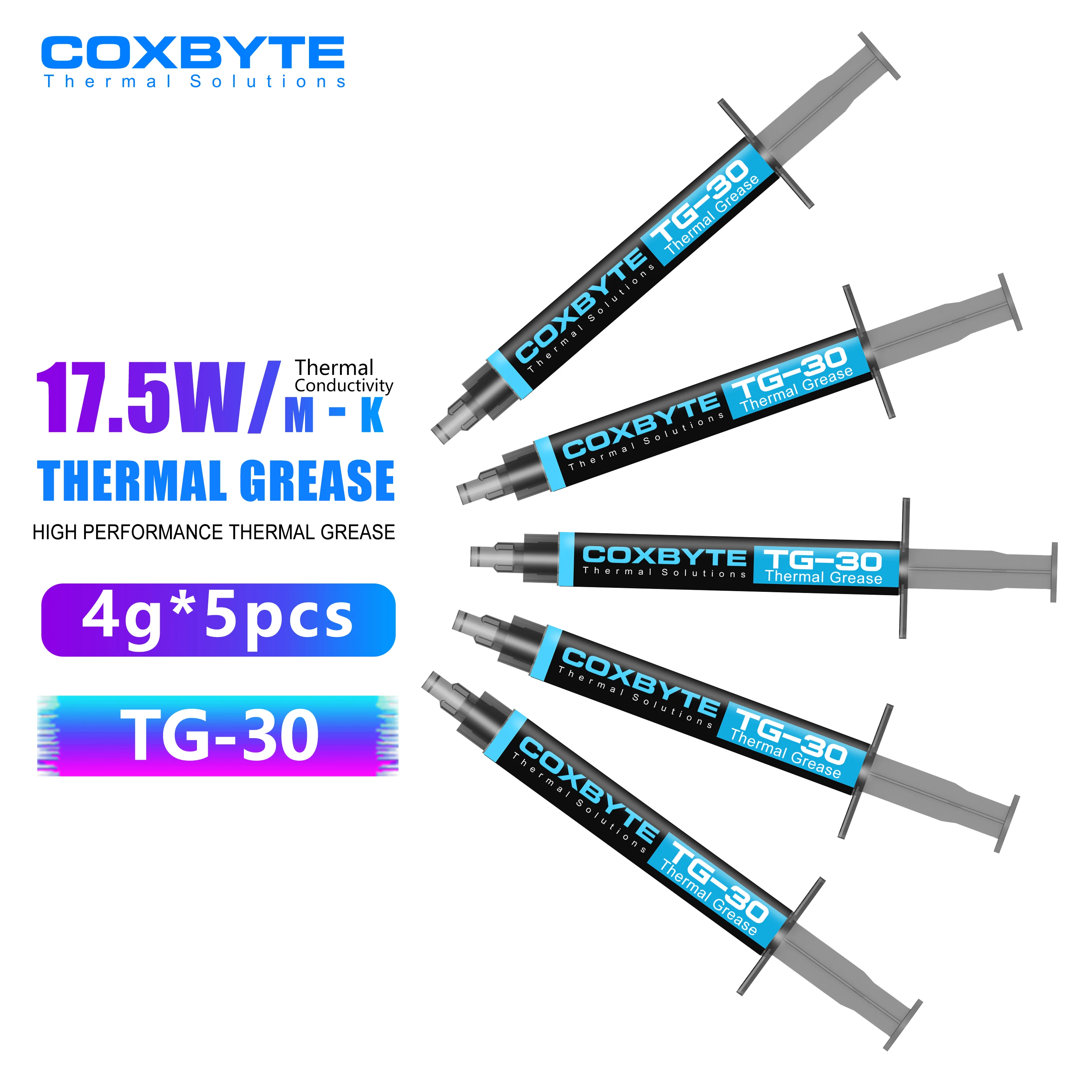 Coxbyte TG-30 pâte thermique 17.5W-mk pour processeur AMD Intel refroidisseur de processeur ordinateur ventilateur de refroidissement VGA GPU composé dissipateur thermique plâtre