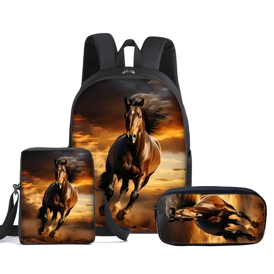 Ensemble de 3 sacs à dos pour enfants avec sac messager, trousse et sac d'école pour garçons/filles – Le cadeau idéal : sacs d'école 2D à motif dessin animé pour étudiants