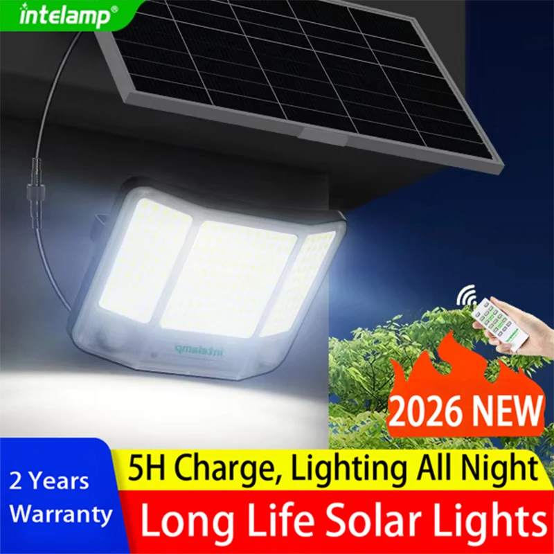 Projecteur solaire 4000LM, lampe solaire extérieure, lumière à détecteur de mouvement, télécommande, étanche, lampe de jardin, lampe de rue, lampe murale, lampe de cour