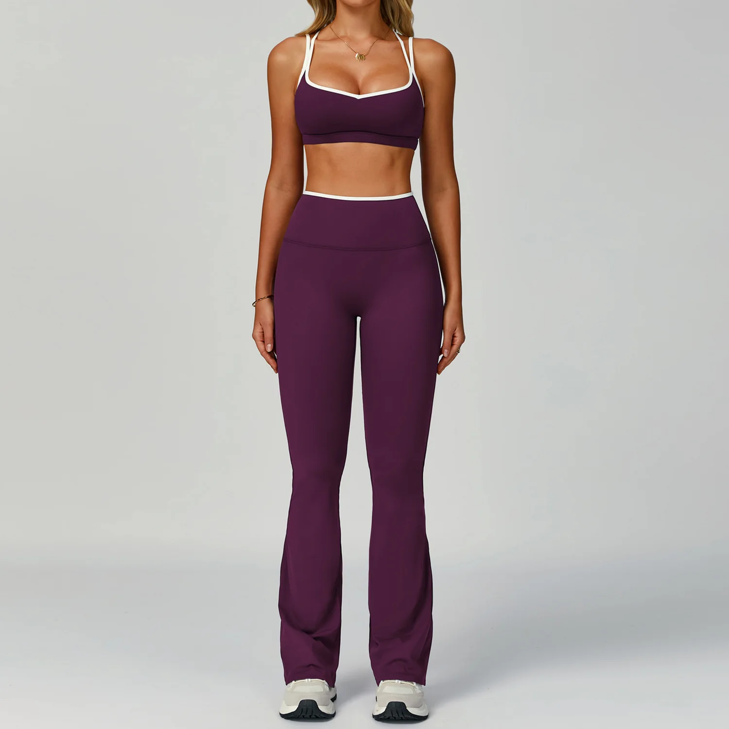 Survêtement de gymnastique ensemble de Yoga 2 pièces tenues d'entraînement vêtements de sport de Fitness Leggings taille haute soutien-gorge de sport vêtements de sport vêtements pour femmes