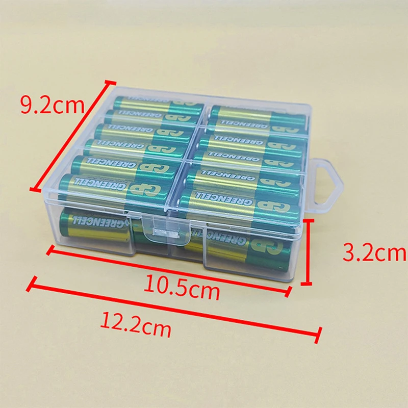 Boîte de rangement de piles transparente pour piles AA, organisateur en plastique avec accessoires de quincaillerie et séparateur Transparent avec crique 1 pièce