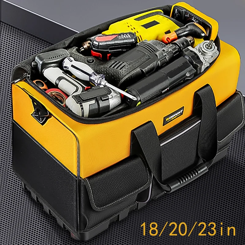 Sac à outils robuste, sac à outils étanche pour électricien avec organisateur à fond dur, sac à outils avec bandoulière, fourre-tout à outils