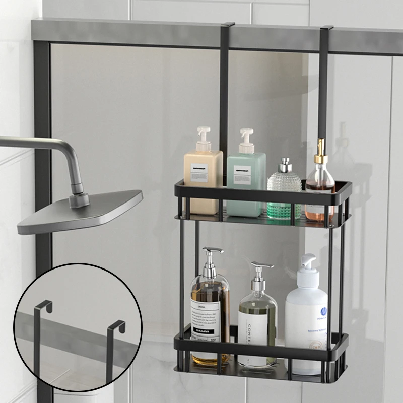 Caddie de douche au-dessus de la porte, support de rangement pour salle de bain, étagère suspendue pour salle de bain, étagère de douche Double couche, organisateur de caddie de salle de bain 1 pièce