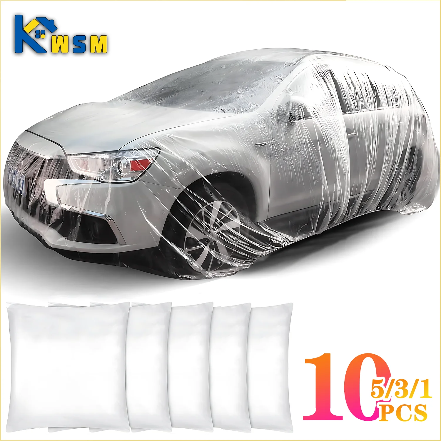 1-10 pièces couverture de voiture jetable couverture de voiture transparente manteau de voiture et couverture de voiture PE Film couverture de pluie couverture de voiture jetable couverture anti-poussière de voiture