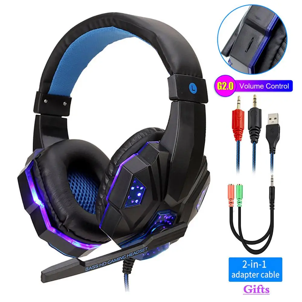 casque audio Casque de jeu stéréo Surround pour PS4 PC X box ordinateur réglable Gamer casque filaire avec micro antibruit Auriculares fifa 21