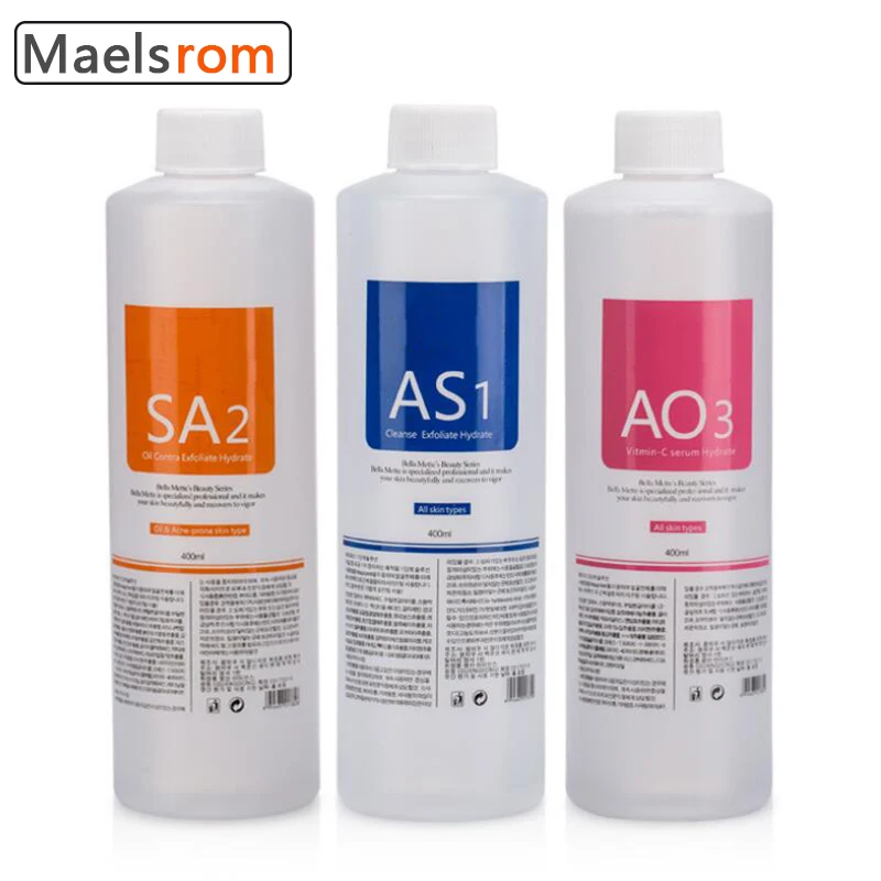 Soin du visage, sérum visage, solution Hydro Aqua Peel 400ml, kit de 3 sérums AS1 SA2 AO3 pour appareil de soin du visage, nettoyage en profondeur de la peau