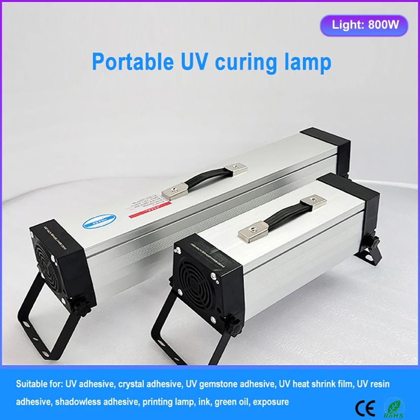 Lampe de séchage à l'encre efficace 800W, encre UV, polymérisation rapide, portable, lumière froide, lampe UV, lampe de sérigraphie, lampe fluorescente