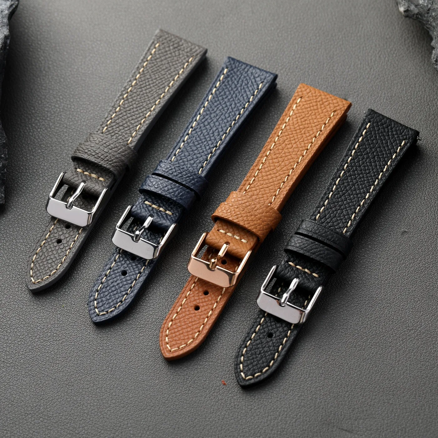 Hochwertiges Rindslederarmband mit Palmenmuster, 18 19 20 21 22 mm weiches Leder, Retro-Stil, ultradünne Herrenuhr S/M-Größe